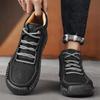 Men's Solid Color Retro High-Top Casual Ankle Boots Fashionable Round-Toed Comfortable Flat Boots Outdoor Durable Walking Boots