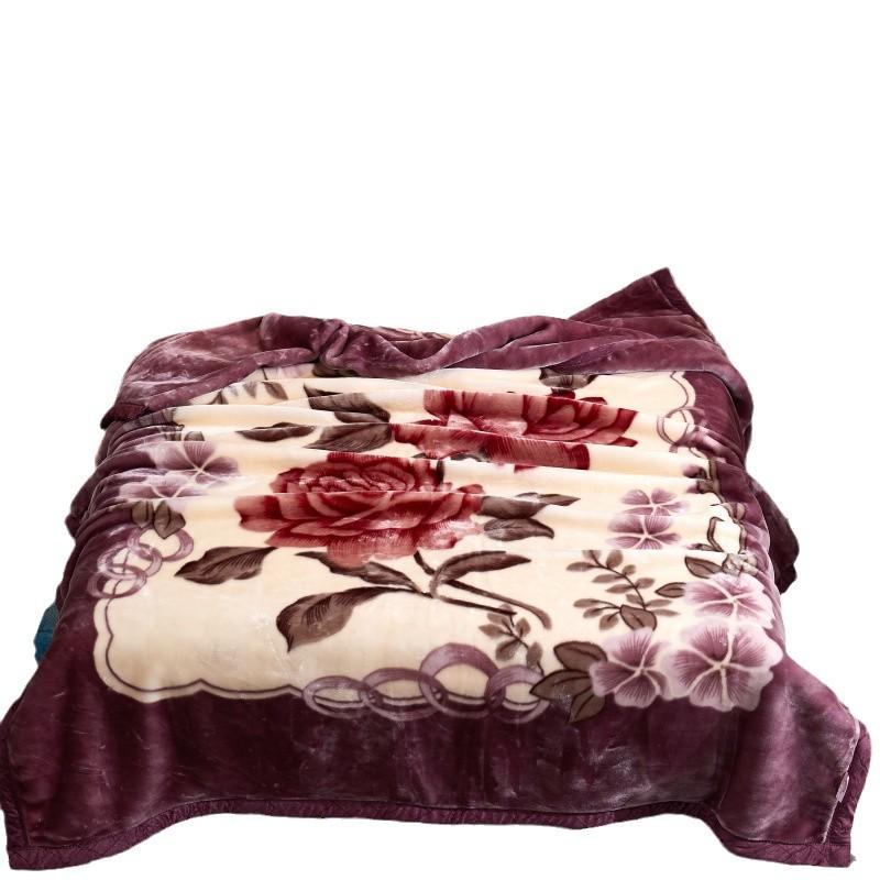 Double-Sided Coral Fleece Raschel Blanket - Thickened Velvet Cover for Autumn & Winter, Perfect Wedding Gift