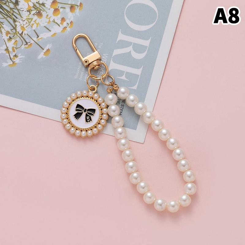 Simulation Pearl Keychains Love Flower Pendant For Bag Car Doll Pendant Beaded Key Charm Decoration For Women Mobile Phone DIY