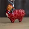 The First Layer Of Cowhide Creative Lamb Bag Pendant, Zodiac Cowhide Keychain Bag Hanging Mini Sheep Animal Doll