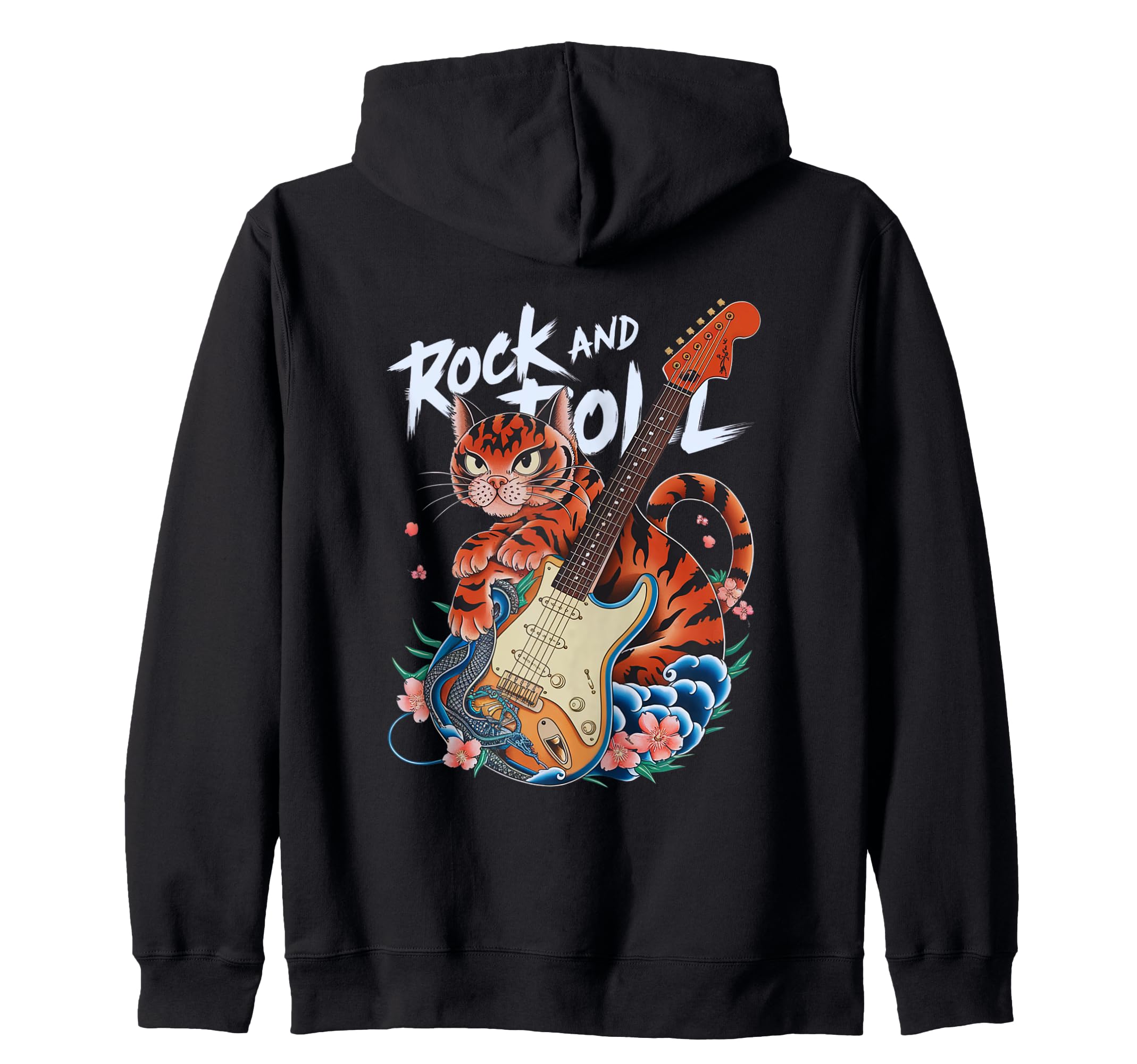 

Rock and Roll Guitar Cat Classical Japanese Tattoo Art Zip Hoodie