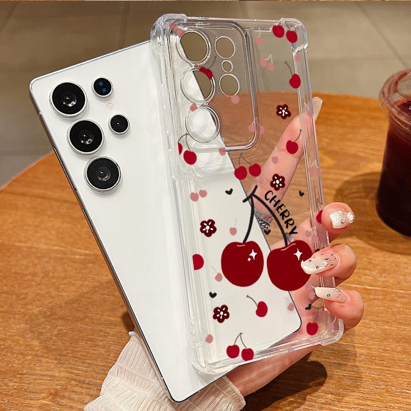 Little Cherry Pattern Phone Case For Samsung Galaxy A57 A37 A17 A56 A16 A55 A36 A26 A15 A35 A54 A53 Clear Shockproof Soft Cover