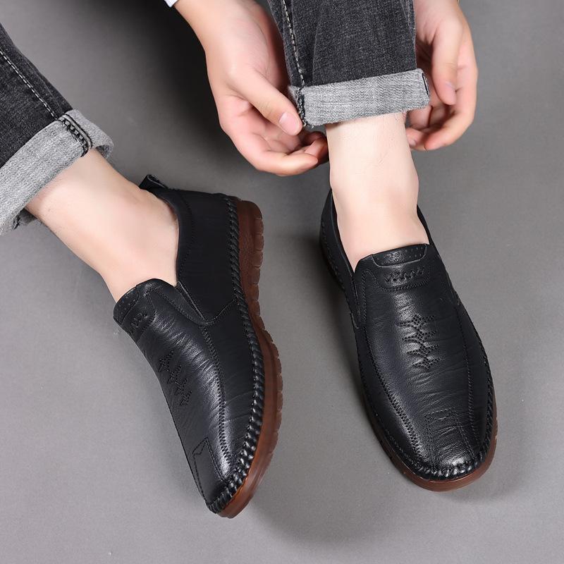 Leather Hollowed-out Breathable Lazy One-pedal Casual Leather Shoes Loafer Men's Shoes