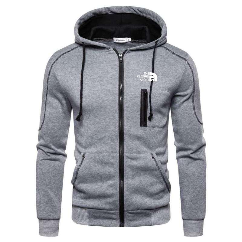 Mens Zip Up Hoody Plain Hoodie Zipper Sports Jumper Hooded Coat Warm Jacket