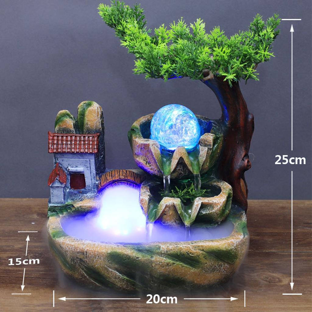 Bymaocar Tabletop Small Faux Rockery Fountain Electric Water Fountain & Color-changing LED Lighting Fish Bowl Home Decor & Gifts