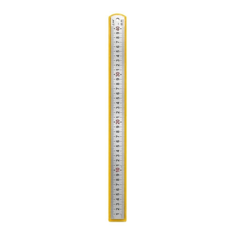 40cm Stainless Steel Ruler Inch and Pica Measurements Red Numbers Double Reading Straight Edge Metal Measuring Tool