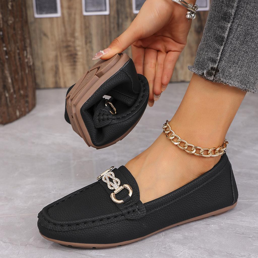 Spring and Autumn Solid Color Women's Flat Shoe Fashionable Round Toe Low Heel Casual Large Size Slip-on Women's Flat Shoes