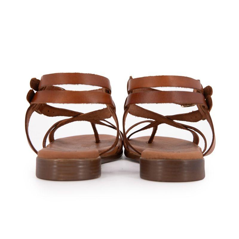 Sandales plates cuir platino à boucles Femme CARLA TORTOSA