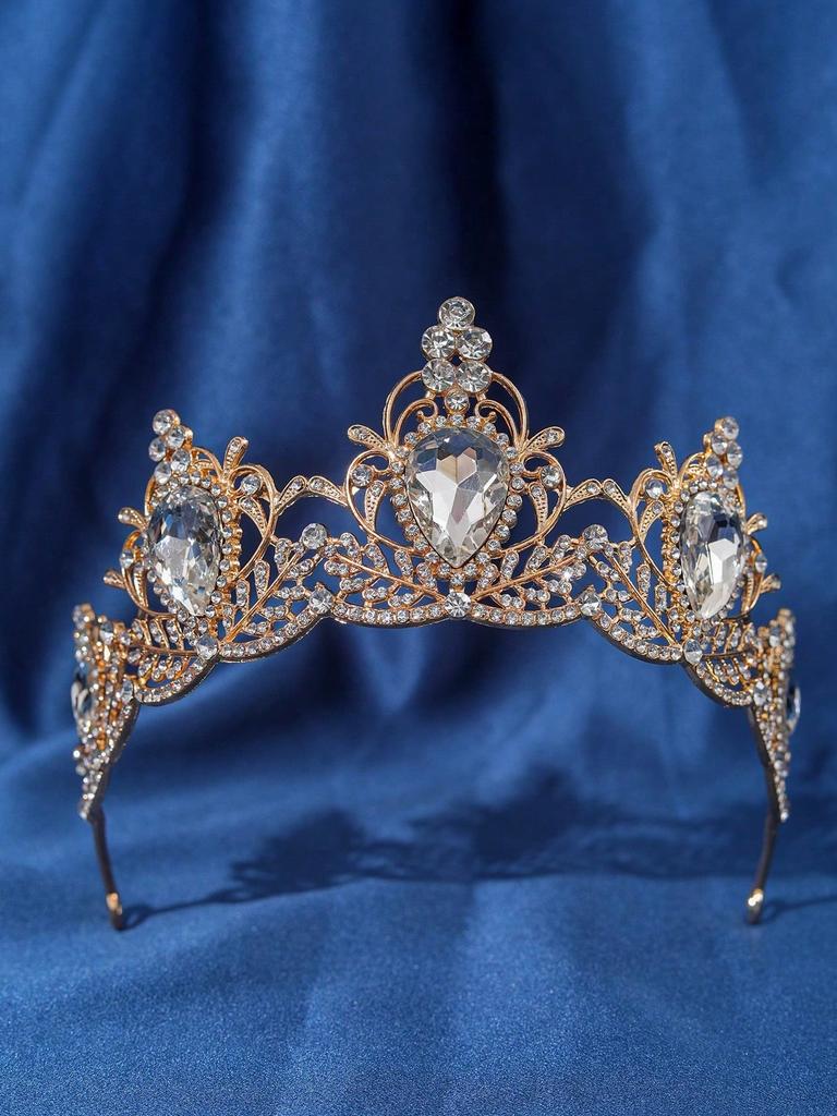 Vintage Gold Purple Crystal Bridal Tiara Baroque Rhinestone Crown Women Wedding Pageant Prom Evening Party