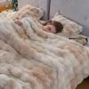 Double-Sided Tie-Dye Faux Rex Rabbit Fleece Throw Blanket