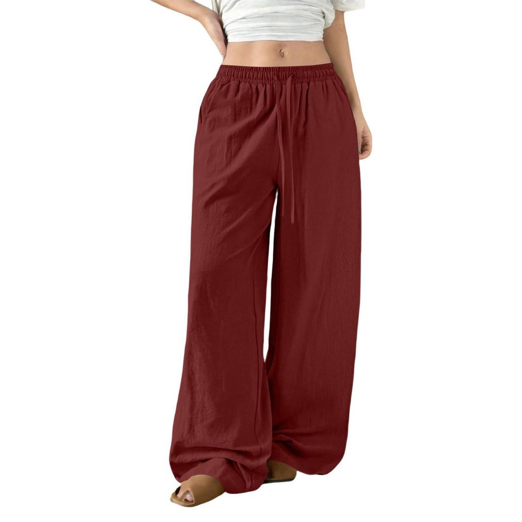 Women's High-Waist Loose Wide-Leg Drawstring Pants - Spring & Autumn