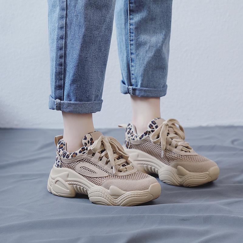 2025 Leopard Print Dad Shoes Women's Mesh Breathable Summer New Casual Super Comfortable Sports Women's Shoe