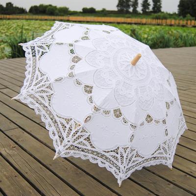 Exquisite Umbrella Multi-use Cotton Lace Flower Pattern Visual Effect Sunshade for Photography
