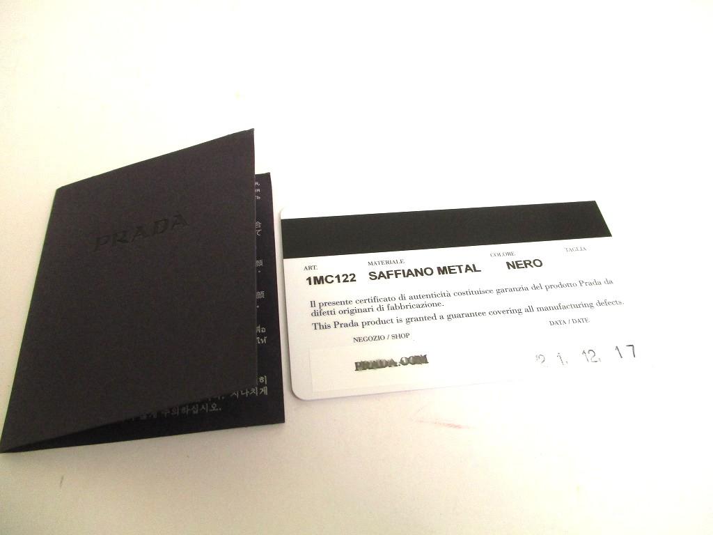 Authentisches PRADA Schwarzes Saffiano Leder Kartenetui Kartenhalter #b063 Geöffnete Schachtel