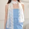 Retro Embroidered Flower Lace Scarf Breathable Mesh Lightweight Female Headscarf Long Sunscreen Shawl Women