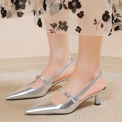 Zapatos de Marca para Mujer 2024 Slingbacks Zapatos de Tacón Alto Elegantes Zapatos de Vestir para Mujer Correa con Hebilla Puntera Afilada Zapatos de Tacón Fino Femenino
