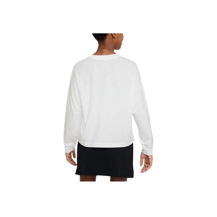Nike Sportswear Essentials Logo Print Long Sleeve T-Shirt Kids Tops White DV0575-100