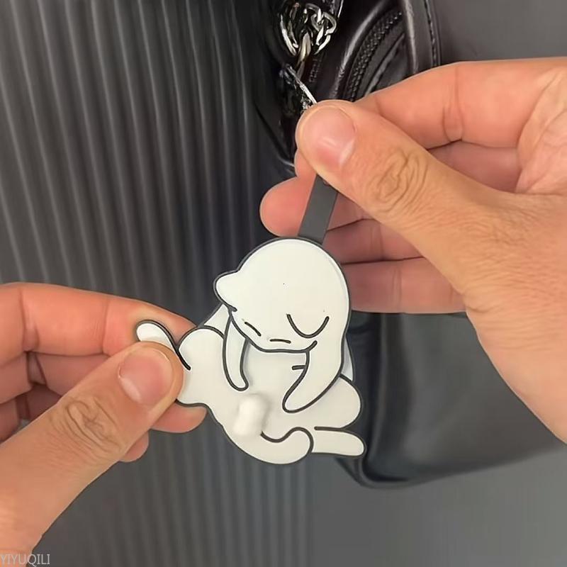 Creative Pull Play Egg Cat Keychain Pendant Cute Funny Rotatable Acrylic Bag Pendant Gifts