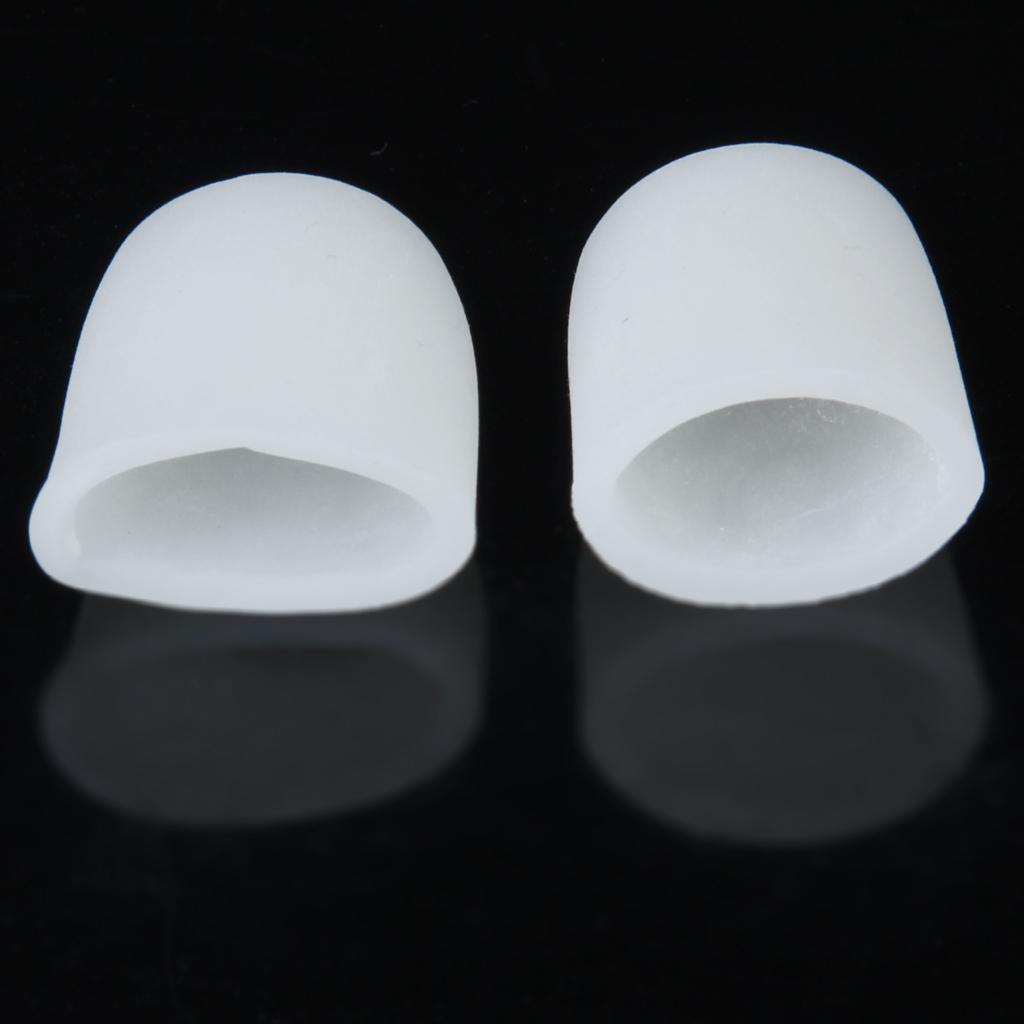 Pair Of Silicone Gel Reusable Washable Toe Caps Pain Reliever FIT FOR Adult Big White