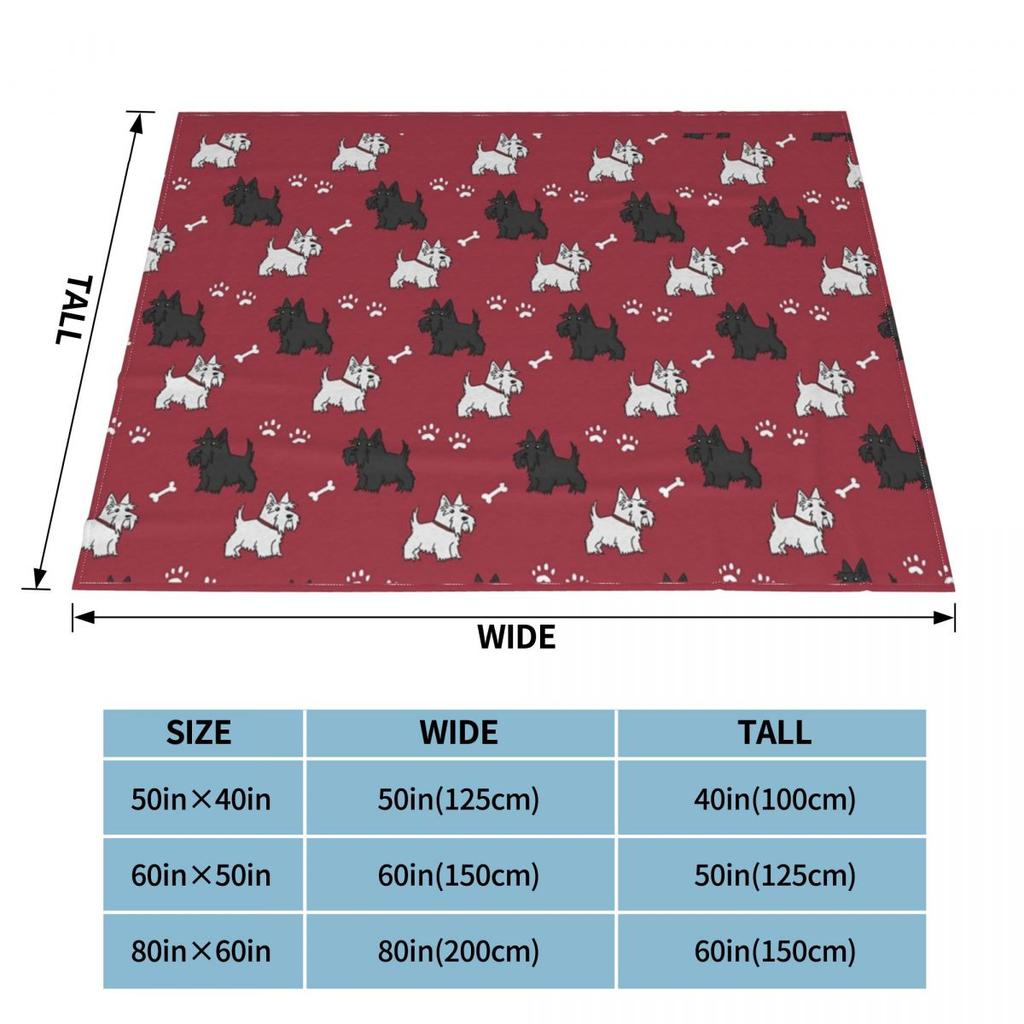 Red Scottish Terrier Dog Blanket Fleece Printed Scottie Tartan Skye Multi-function Soft Throw Blankets for Sofa Travel Quilt