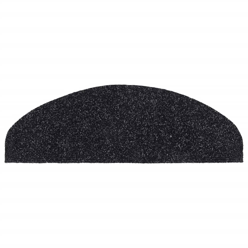 vidaXL Stufenmatten Selbstklebend 15 Stk. 65x21x4 cm Schwarz Halbrund Groß