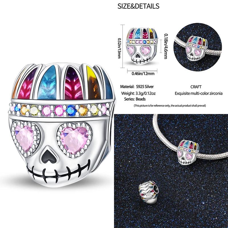 New Coppering Halloween Witch Skeleton Bat Charm Chain Beaded Fit Original Bracelet Diy Ladies Jewelry