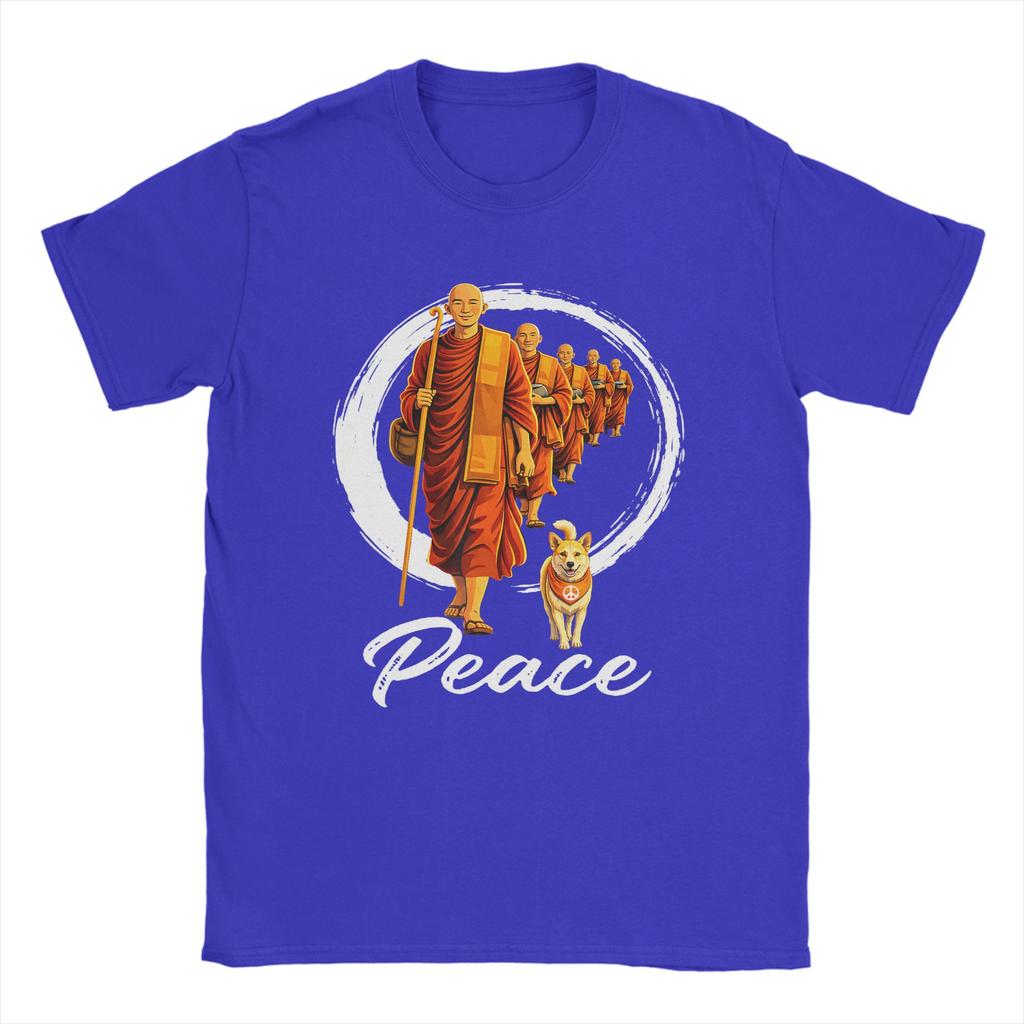 Walk for Peace Buddhists Monks Peace Aloka Dog TShirt Summer Cotton T Shirts Adult Fashion Tshirt ShortSleeve Streetwear Tops