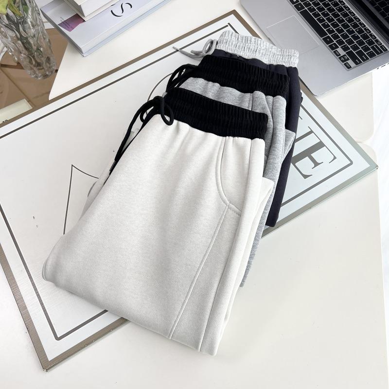 Plus Size Winter Fleece Casual Banana Straight Long Pants For Women