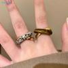 Minimalist Stacking Ring – Natural Stone  Gold Plated Band Rings For Daily  Layered Style