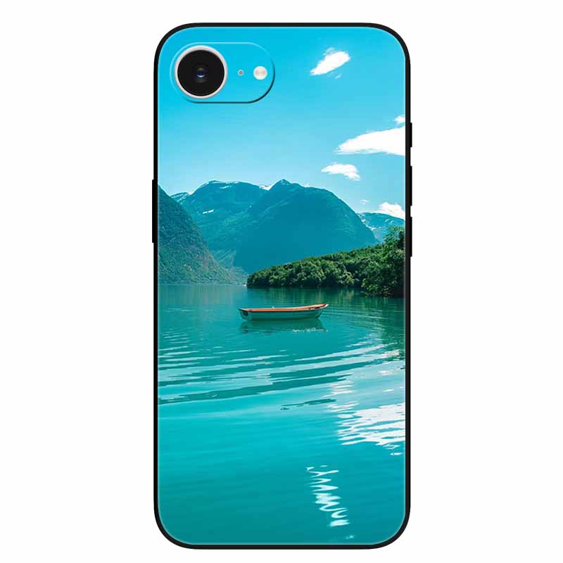 Schwarze Handyhülle Cover für Apple iPhone 16e Hüllen Gedruckte TPU Weiche Stoßfängerhülle für iPhone16e 16e 2025 Schutz Silikonhüllen