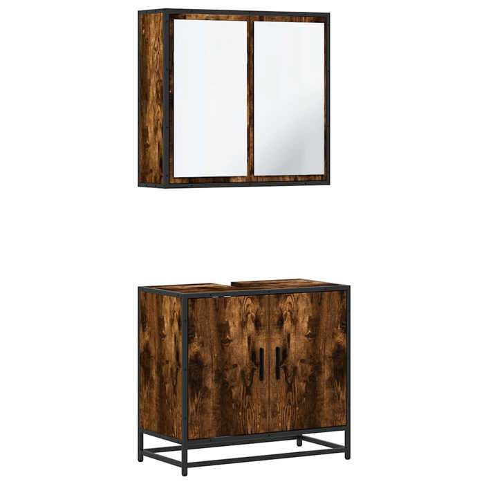 VidaXL Ensemble de meubles de salle de bain 2 pcs Chêne fumé, armoire de rangement, armoire de bain, meuble de toilette 3300887