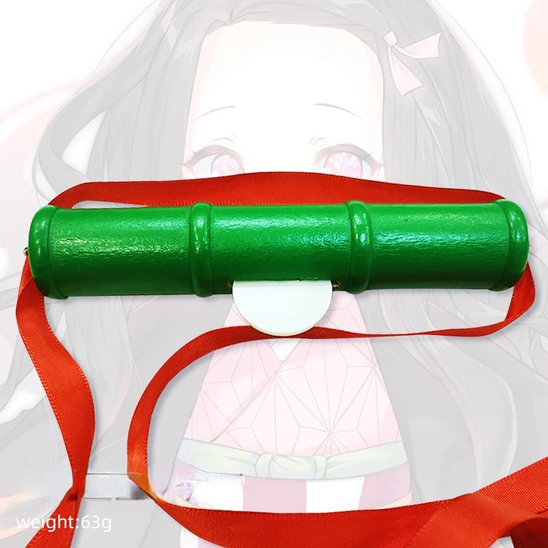 Demon Slayer Nezuko Mask Anime Kimetsu No Yaiba Cosplay Accessories Mouth Tube Stick Kamado Nezuko Masquerade Halloween Costume