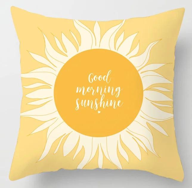 Yellow Pattern Pillowcase Office Living Room Home Pillowcase Car Ornaments