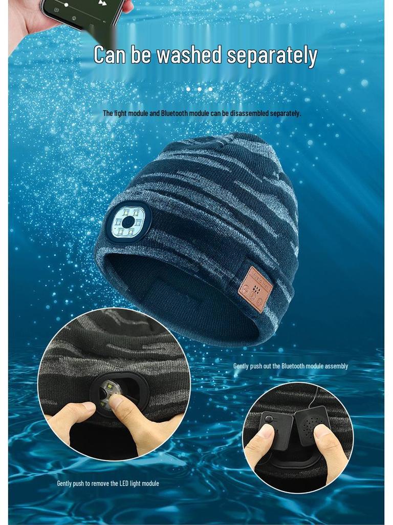 Washable Bluetooth LED Music Earphone Knitted Hat