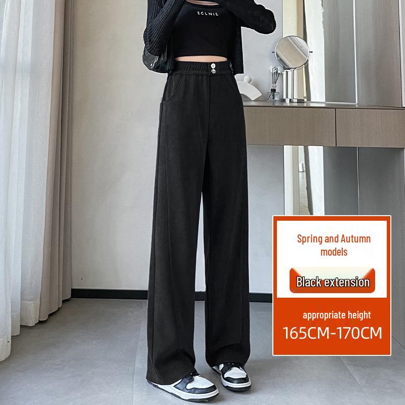 2024 Plus Size Fleece-Lined High Waist Wide Leg Pants for Women - Slimming Casual Autumn Winter Wear