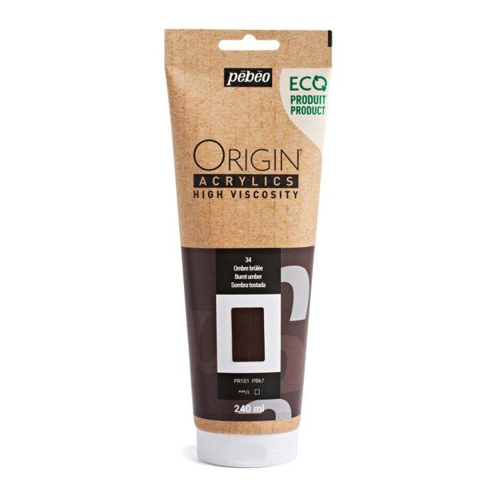Peinture acrylique - Ombre brûlée - 34 - Haute viscosité - Pébéo - Origin acrylics - 240ml