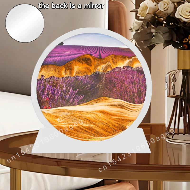 

3D Песочный пейзаж Движущийся песок Картина Земля Глубоководный пейзаж Зыбучий песок Круглые песочные часы Текучий песок Рамка Живопись Домашний декор 7 inch