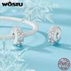 WOSTU 925 Sterling Silver Snowflake Charm Beads Ice Flower Pendant Fit Original Bracelet DIY Necklace Jewelry Making Gift