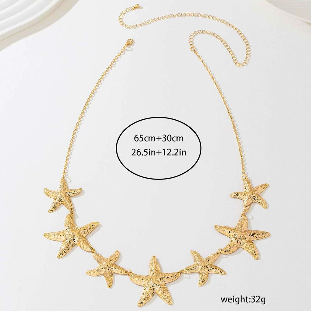 Fashion Retro Elegant Ocean Series Metal Chain Starfish Pendant Ladies Waist Chain