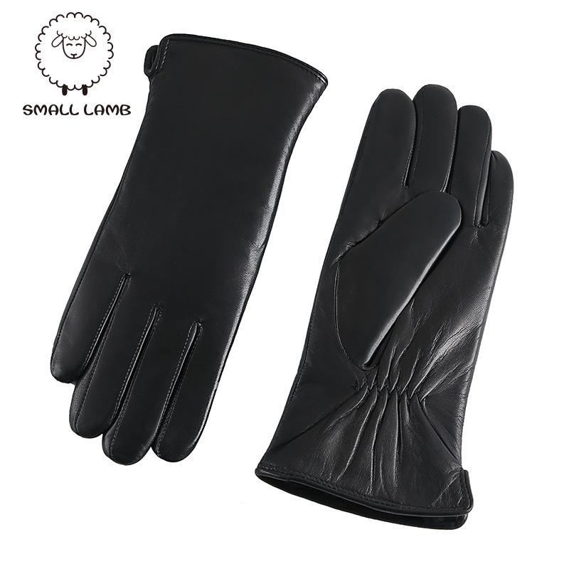 Women s Shearling Wool-Lined Genuine Leather Winter Gloves Medium