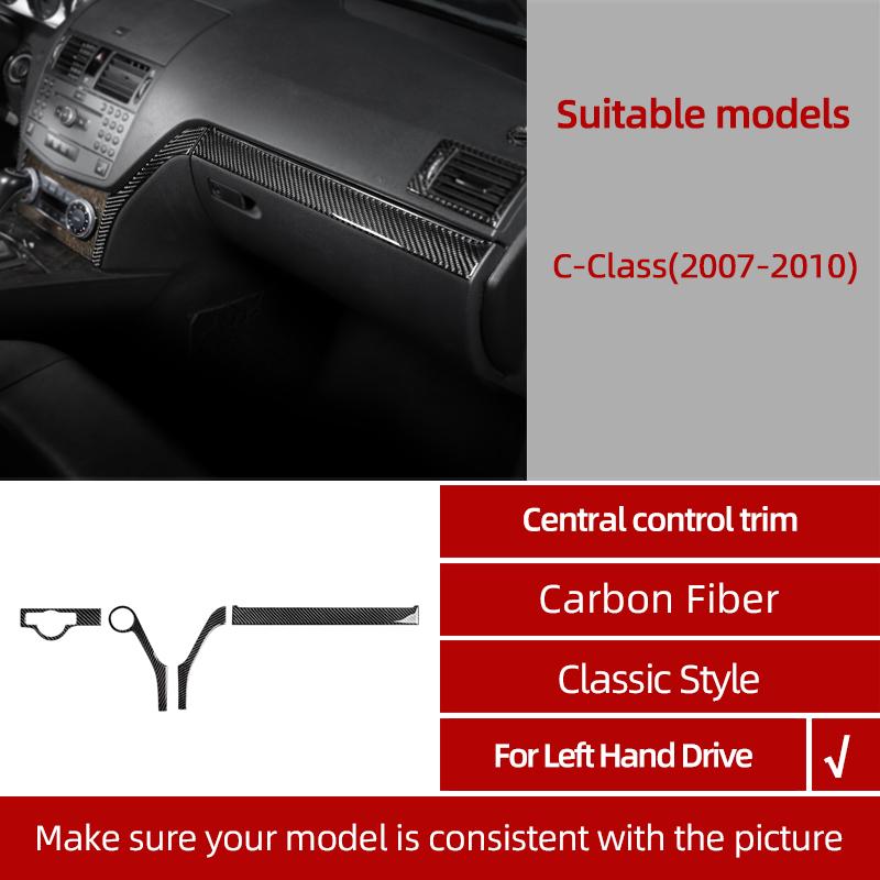 BETTERHUMZ For Mercedes Benz W204 C Class Accessories Carbon Fiber Central Control Gear Shifter Panel Trim Sticker Car Interior