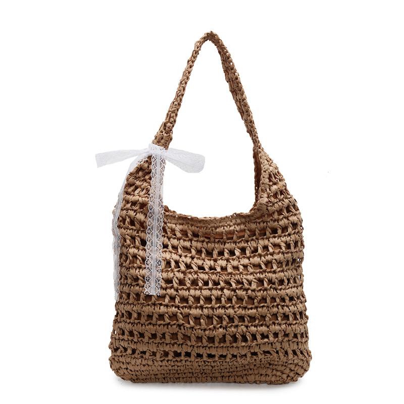 

Летняя ажурная плетеная сумка-тоут из соломы, повседневная, универсальная, большой вместимости, в отпускном стиле, на плечо, идеально подходит для повседневного использования, путешествий и пляжных прогулок хаки