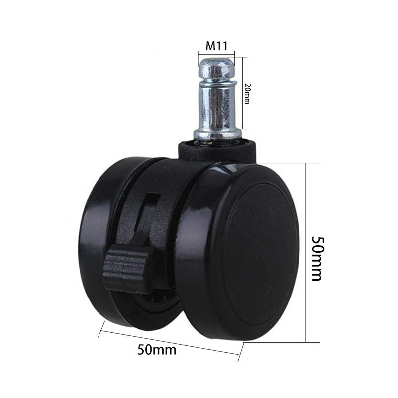 Ruote Girevoli in Metallo PU da 2" per Sedia da Ufficio Ruote per Mobili Gambo con Anello di Presa con Freno per Divano Letto Scaffale Portaoggetti 5 Pezzi