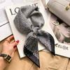 Elegant Silk-Like Square Scarf Women Korean Style Print Neck Lightweight 70x70cm Nylon Fashion Accessory