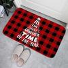 Christmas Buffalo Plaid Check Floor Mat Decorations Winter Xmas Front Door Mat Bathroom Non-Slip Foot Pad Christmas Decorations
