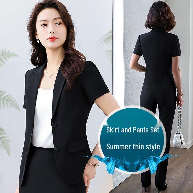 2026 High-End Women's Summer Professional Suit Set - Skirt & Blazer for Office