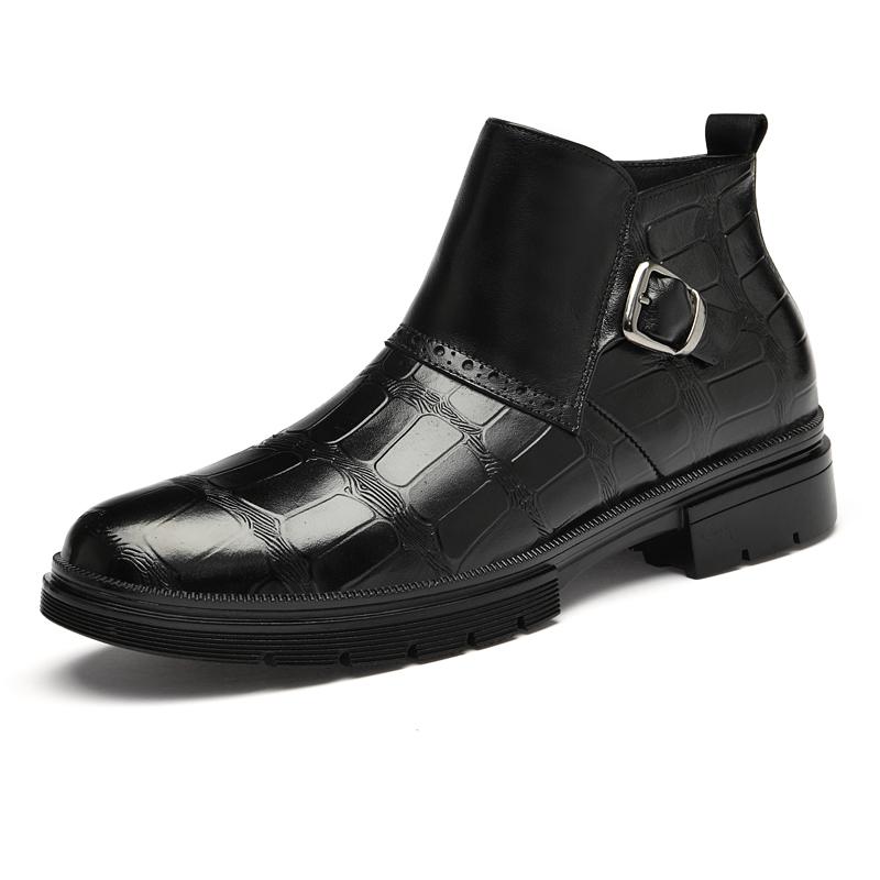 

2024 Мужские черные ботинки Роскошный бренд Наряд Офис для мужчин Ботильоны Кожа Британский стиль Мужские Боковая молния Мужская обувь 45 чёрный