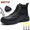New Security Men Indestructible Shoes Leather Boots Steel Toe Shoes Waterproof Safety Boots Work Shoes Puncture-Proof Men Boots