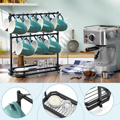 Mug Rack Desktop Cup Holder With 14 Hooks Home Mug Storage Rack For Car Bar Wall Kitchen Counter Desk Boat Cafe Dining Table