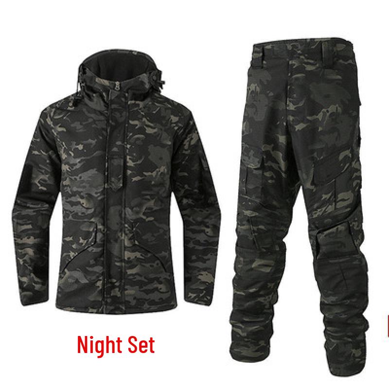 Herren- und Damen-Wasserdichte Camouflage-Taktische Jacke Set - Winddicht, mit Plus-Samt, Verdickt für Herbst und Winter.